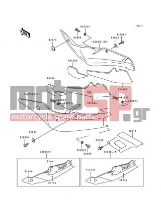 KAWASAKI - NINJA® ZX™-7 1994 - Body Parts - Side Covers/Chain Cover(ZX750-L2) - 39156-1317 - PAD,SIDE COVER,LH,RR