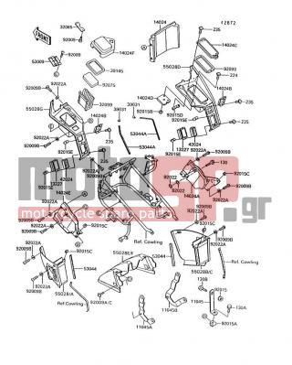 KAWASAKI - VOYAGER XII 1994 - Body Parts - Cowling Lowers - 11045-1935 - BRACKET,LOWER COWLING,RH