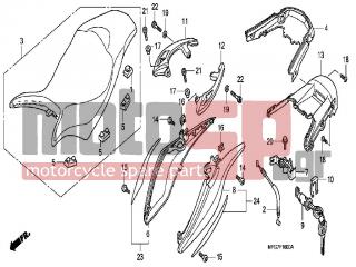 HONDA - CB600FA (ED)  2008 - Body Parts - SEAT / REAR COWL - 77205-MFG-D00ZA - COWL SET, RR. CENTER (WL) *TYPE1*