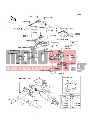 KAWASAKI - NINJA® ZX™-10R ABS 2013 - Body Parts - Side Covers/Chain Cover - 36001-0581-777 - COVER-SIDE,TAIL,RH,L.GREEN