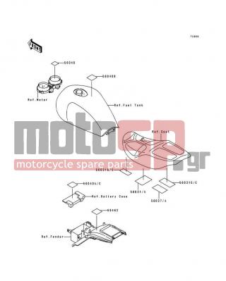 KAWASAKI - ZR1100 ZEPHYR 1994 - Body Parts - Labels - 56037-1586 - LABEL-SPECIFICATION,TIRE&LOAD