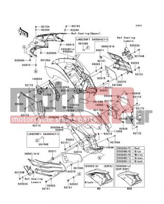 KAWASAKI - NINJA® ZX™-14R 2013 - Body Parts - Cowling(Center) - 92039-0060 - RIVET