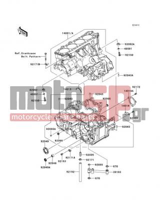 KAWASAKI - NINJA® ZX™-14R 2013 - Engine/Transmission - Crankcase - 92043-1506 - PIN,10X14