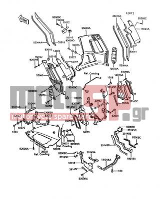KAWASAKI - CONCOURS 1993 - Body Parts - Cowling Lowers(ZG1000-A7/A8) - 13070-1171 - GUIDE,SIDE COWLING,LH