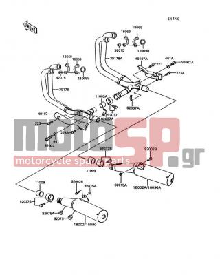 KAWASAKI - CONCOURS 1993 -  - Muffler(s) - 11009-1666 - GASKET,EXHAUST PIPE CONNECTING