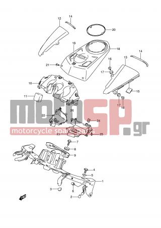 SUZUKI - GSX1300 BKing (E2)  2009 - Body Parts - FUEL TANK FRONT BRACKET (MODEL K8/K9)  - 44191-23H00-000 - COVER, TANK UPPER
