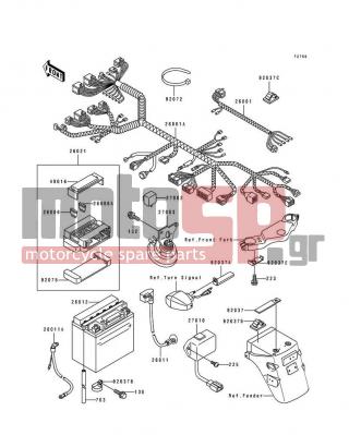 KAWASAKI - EX500 1993 -  - Chassis Electrical Equipment - 26011-1389 - WIRE-LEAD,BATTERY(-)