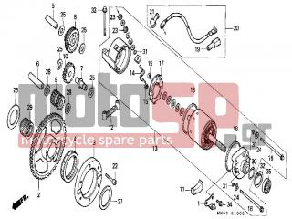 HONDA - NX650 (ED) 1988 - Electrical - STARTING MOTOR - 28121-MN9-003 - OUTER, ONE-WAY CLUTCH
