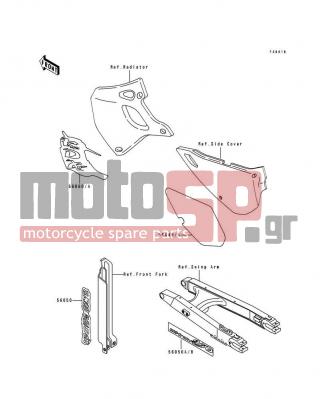 KAWASAKI - KDX250 1993 - Body Parts - Decals(KDX250-D3) - 56049-1888 - PATTERN,SIDE COVER,LH