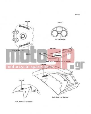 KAWASAKI - NINJA® ZX™-14R ABS 2013 - Body Parts - Decals(White)(FDF)(CA,US) - 56054-0948 - MARK,FUEL TANK,KAWASAKI