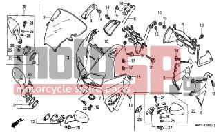 HONDA - VFR800 (ED) 2000 - Body Parts - UPPER COWL - 64596-MBG-000ZB - COVER, L. UPPER COWL *NH220R*