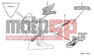 HONDA - CBR600F (ED) 2001 - Body Parts - STRIPE (5) - 83619-MBW-840ZA - MARK, L. RR. COWL *TYPE4*