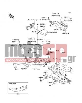 KAWASAKI - NINJA® ZX™-14R ABS 2013 - Body Parts - Side Covers/Chain Cover - 36040-0136-25Y - COVER-TAIL,LH,P.S.WHITE