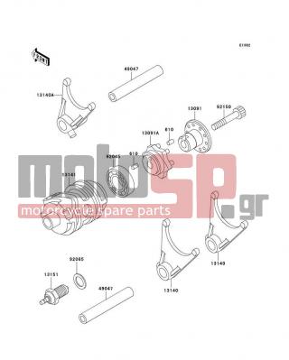 KAWASAKI - KLX650 1993 - Engine/Transmission - Gear Change Drum/Shift Fork(s)