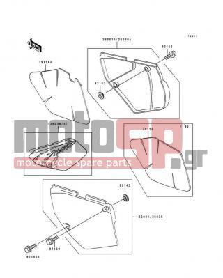 KAWASAKI - KLX650R 1993 - Body Parts - Side Covers - 39156-1379 - PAD,SIDE COVER,RH