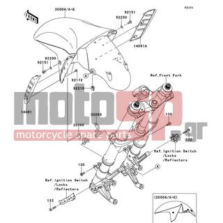 KAWASAKI - NINJA® ZX™-14R ABS 2013 - Body Parts - Front Fender(s) - 14091-0598 - COVER,FRONT FENDER,LH