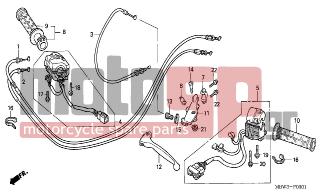 HONDA - CBR600FR (ED)  2001 - Frame - HANDLE LEVER/SWITCH/CABLE  - 53140-MY9-890 - GRIP COMP., R.