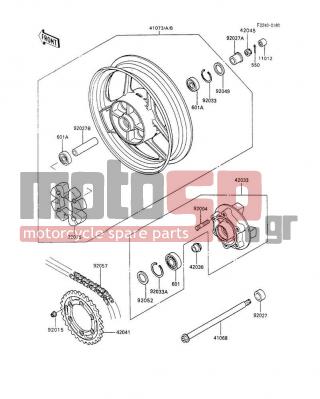 KAWASAKI - NINJA® 600R 1993 -  - Rear Wheel/Chain - 601B6205G - BEARING-BALL,#6205G