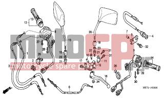 HONDA - CBF500A (ED) ABS 2006 - Frame - HANDLE LEVER/SWITCH/CABLE - 88210-MBZ-K01 - MIRROR COMP., R. BACK