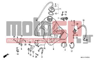 HONDA - XR600R (ED) 1997 - Body Parts - FUEL TANK - 22878-MN1-650 - GUIDE, CLUTCH CABLE