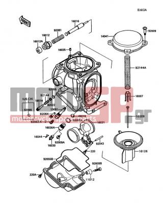 KAWASAKI - NINJA® ZX™-11 1993 - Engine/Transmission - Carburetor Parts(015043&NAMI.) - 92009-1549 - SCREW,4X4.4