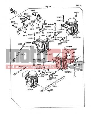 KAWASAKI - NINJA® ZX™-11 1993 - Engine/Transmission - Carburetor(ZXT10CE015043&NAMI.) - 13183-1606 - PLATE,THROTTLE CABLE