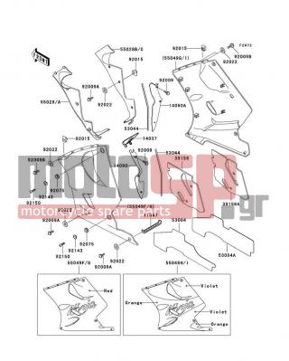 KAWASAKI - NINJA® ZX™-11 1993 - Body Parts - Cowling Lowers(ZX1100-D1) - 92009-1656 - SCREW,5X20