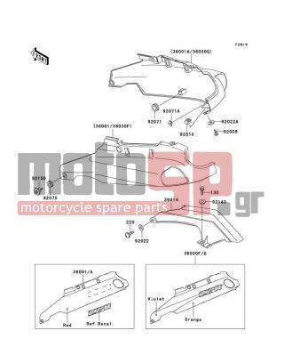 KAWASAKI - NINJA® ZX™-11 1993 - Body Parts - Side Covers/Chain Cover(ZX1100-D1) - 36030-5194-VR - COVER-SIDE,RH,VIOLET/ORANGE