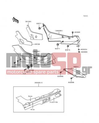 KAWASAKI - NINJA® ZX™-6 1993 - Body Parts - Side Cover/Chain Case(ZX600-D4) - 39156-1203 - PAD,SIDE COVER,RH