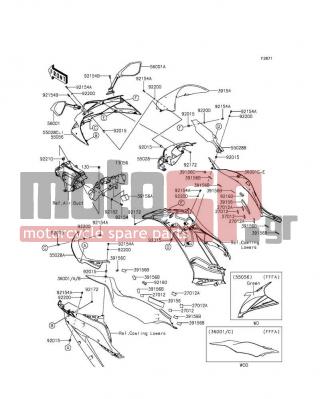 KAWASAKI - NINJA® ZX™-6R ABS 2013 - Body Parts - Cowling - 36001-0595-660 - COVER-SIDE,RH,M.S.BLACK