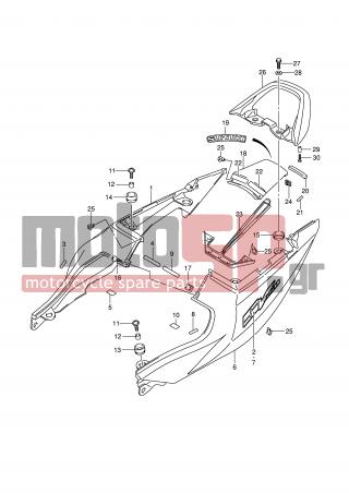 SUZUKI - SV650 (E2) 2008 - Body Parts - SEAT TAIL COVER (SV650K8/UK8/AK8/UAK8) - 68161-16G00-17U - EMBLEM, 