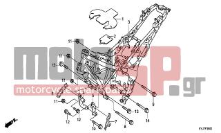 HONDA - CBR250R (ED) ABS   2011 - Frame - FRAME BODY - 50351-KYJ-900 - PLATE COMP., R. FR. ENGINE HANGER