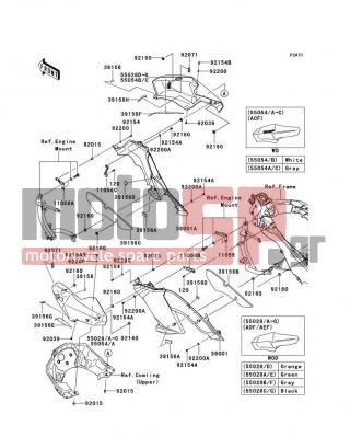 KAWASAKI - VERSYS® 1000 (EUROPEAN) 2013 - Body Parts - Cowling(Center) - 11056-1121 - BRACKET,SIDE COVER,LH,CNT