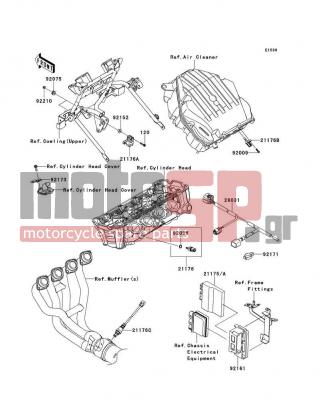 KAWASAKI - VERSYS® 1000 (EUROPEAN) 2013 - Engine/Transmission - Fuel Injection - 92171-1283 - CLAMP,CABLE