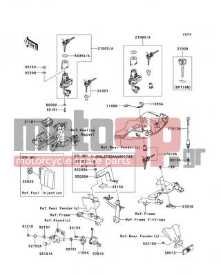 KAWASAKI - VERSYS® 1000 (EUROPEAN) 2013 -  - Ignition Switch - 92210-0007 - NUT,FLANGED,5MM