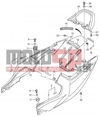 SUZUKI - SV650 (E2) 2003 - Body Parts - SEAT TAIL COVER (SV650SK3/SUK3) - 45516-42F00-000 - TAPE, SEAT TAIL COVER FR