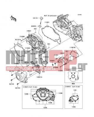KAWASAKI - VULCAN 1700 VAQUERO (CANADIAN) 2013 - Engine/Transmission - Left Engine Cover(s) - 11061-0338 - GASKET,GENERATOR COVER,IN