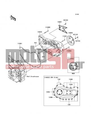 KAWASAKI - VULCAN 1700 VAQUERO (CANADIAN) 2013 - Engine/Transmission - Right Engine Cover(s) - 14092-0033 - COVER,CLUTCH OUTER