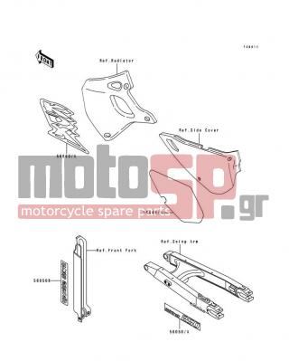 KAWASAKI - KDX250 1992 - Body Parts - Decals(KDX250-D2) - 56049-1888 - PATTERN,SIDE COVER,LH