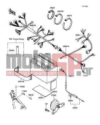 KAWASAKI - KLR250 1992 -  - Electrical Equipment - 92037-1483 - CLAMP,BAND,L=120