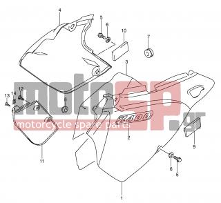 SUZUKI - DR-Z400 S (E2) 2002 - Body Parts - FRAME COVER (MODEL K1/K2) -  - CUSHION, LH COVER FRONT 