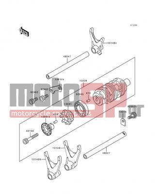 KAWASAKI - NINJA® ZX™-7 1992 - Engine/Transmission - Change Drum/Shift Fork - 13091-1722 - HOLDER,CHANGE DRUM