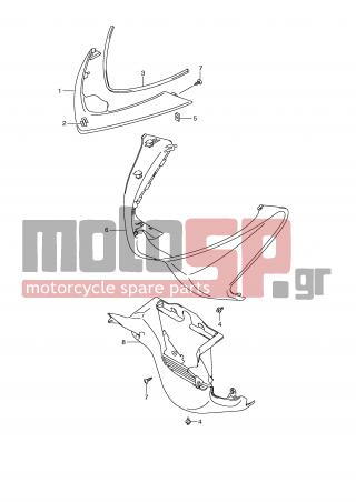 SUZUKI - UH200 (P19) Burgman 2007 - Body Parts - FRONT LEG SHIELD (MODEL K8) - 48131-03H00-YD8 - COVER, FRONT (SILVER)