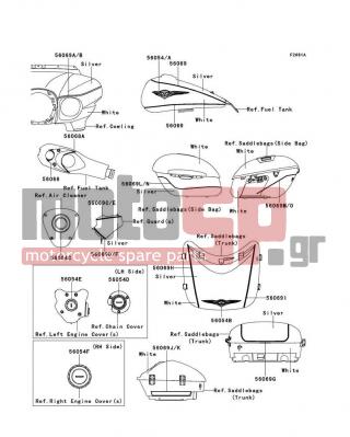 KAWASAKI - VULCAN® 1700 VOYAGER® 2013 - Body Parts - Decals(Silver/White)(ADF) - 56069-2555 - PATTERN,SIDE BAG,RR,LH