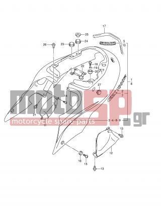 SUZUKI - GSX1300R (E2) Hayabusa 2004 - Body Parts - FRAME COVER (MODEL K4) - 47521-24F00-000 - COVER, FRAME HEAD LH