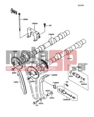KAWASAKI - CONCOURS 1991 - Engine/Transmission - Camshaft/Tensioner - 12053-1239 - GUIDE-CHAIN,RR