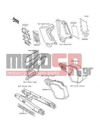 KAWASAKI - KDX200 1991 - Body Parts - Label(White) - 56049-1922 - PATTERN,SIDE COVER,LH