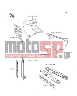 KAWASAKI - KDX250 1991 - Body Parts - Decals(KDX250-D1) - 56049-1888 - PATTERN,SIDE COVER,LH