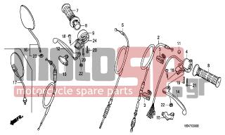 HONDA - Z50J (FI) 1993 - Frame - SWITCH/HANDLE LEVER/ CABLE (1) - 88110-165-950 - MIRROR ASSY., BACK