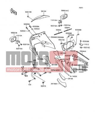 KAWASAKI - NINJA® ZX™-11 1991 - Body Parts - Cowling - 14024-1868 - COVER,INNER COWLING,LH